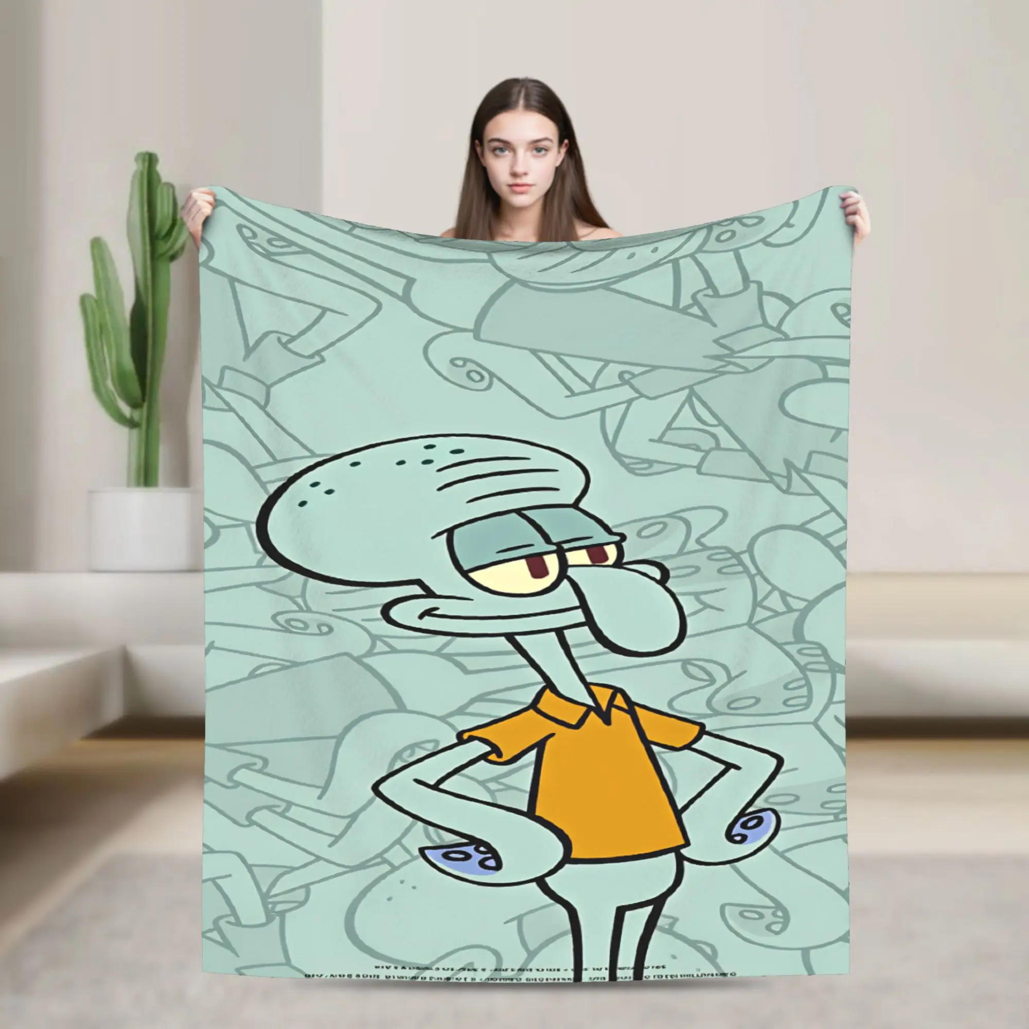 SpongeBobs Plankton  Flannel Blanket Spring  Super Soft Bedding Throws for Students Bedroom Pattern Bedspread Sofa Bed Cover