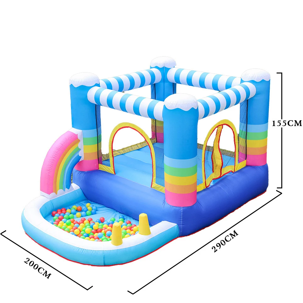 Outdoor Inflatable Rainbow Castle Set Summer Inflatable Water Bounce Jumping House for Kids with Ball Pools