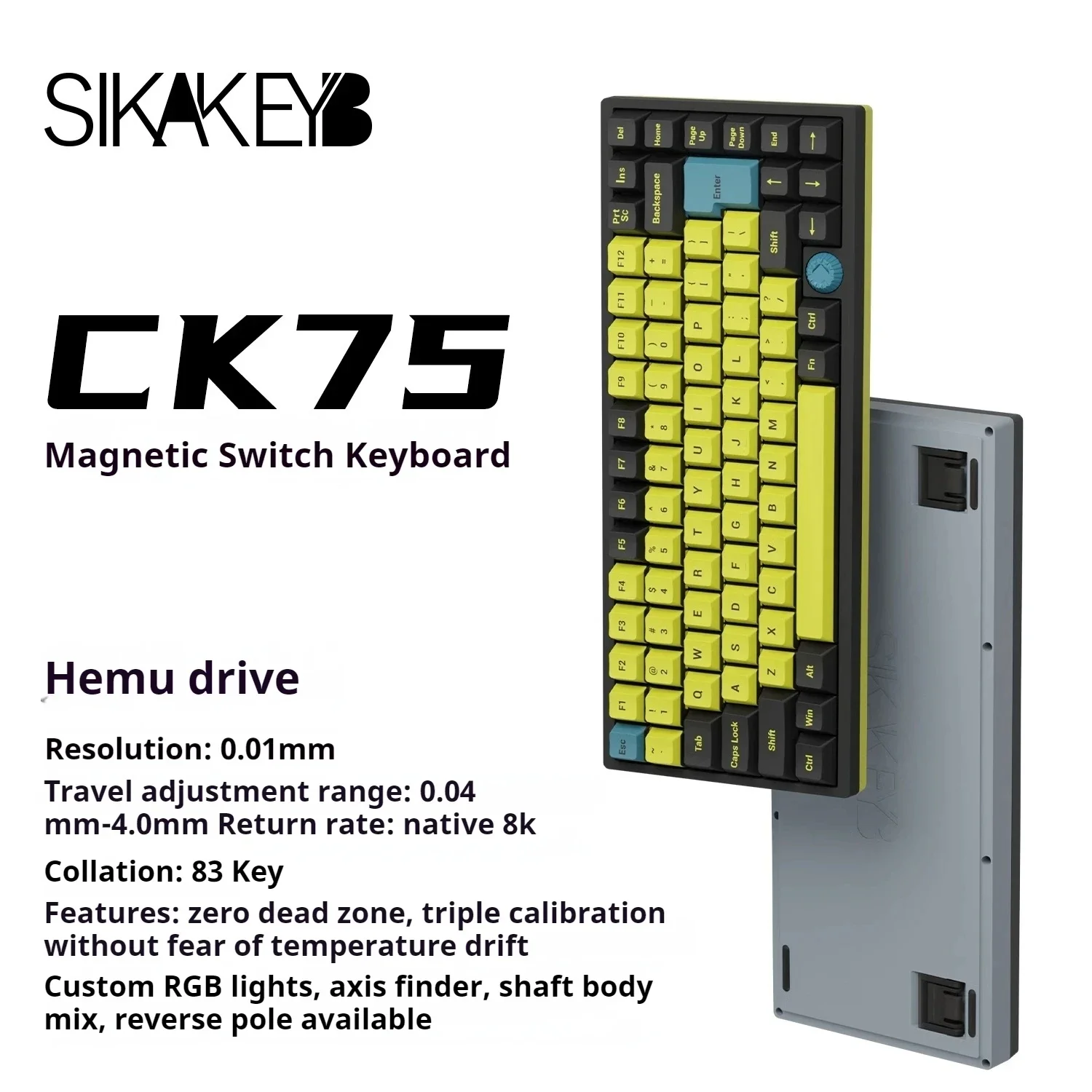 SIKAKEYB Mountain City CK75 E-sports Wired Magnetic Switch Adjustable Drive Type-C Keyboard 83 Keys RT 8K Gasket Gamer Exclusive