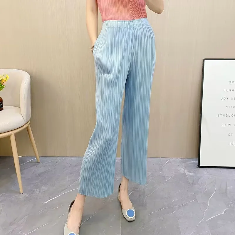 

Women's Pants Miyake Pleated Pants Women's 2025 new Loose High Waist Straight Pants Pants Drape Pants Wide-leg Pants Women Pants