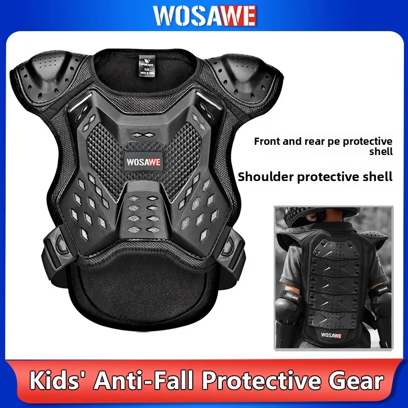 WOSAWE Motorcycle Body Armor Vest Chest Back Shoulder Protector Adjustable Moto Riding Gear for Motocross Off Road Biker