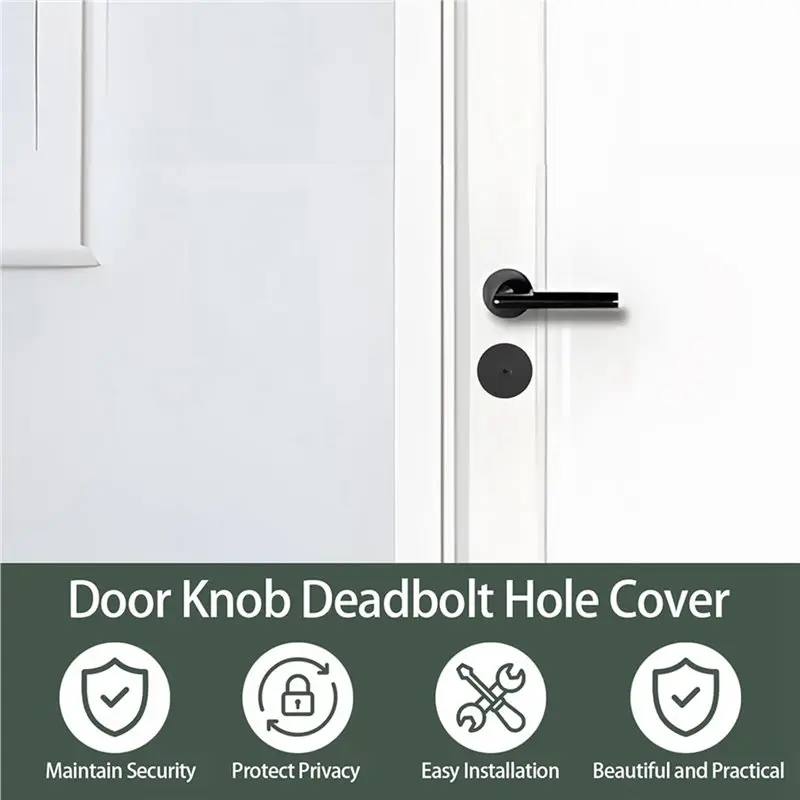 【RECOMENDAR】4 مجموعات من ألواح غطاء فتحة الباب، لوحة غطاء ديدبولت مستديرة بقطر 2-5/8 بوصة، لوحة غطاء فتحة مقبض الباب باللون الأسود