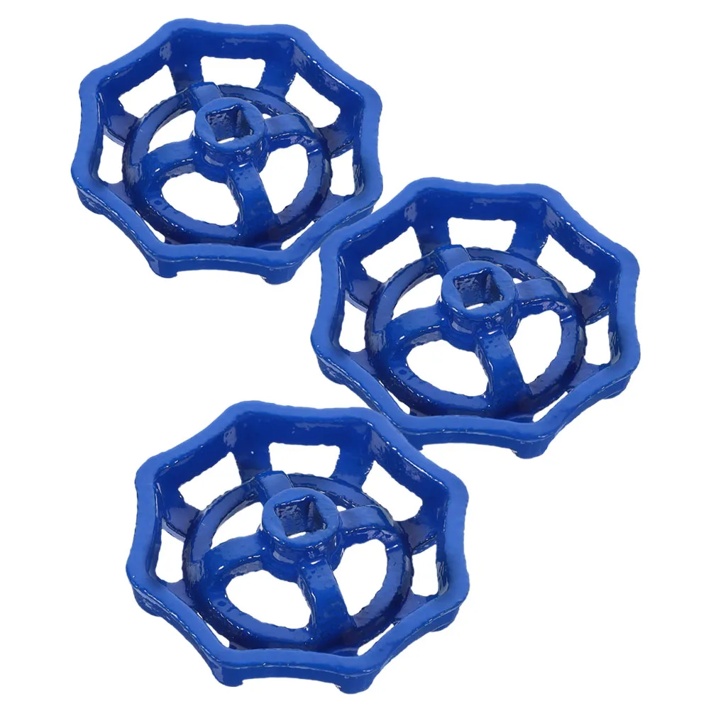 

3 Pcs Valve Handle Cast Wheels Gate Replacement Iron Sheet Hose Metal Handwheel Blue Outdoor Faucet