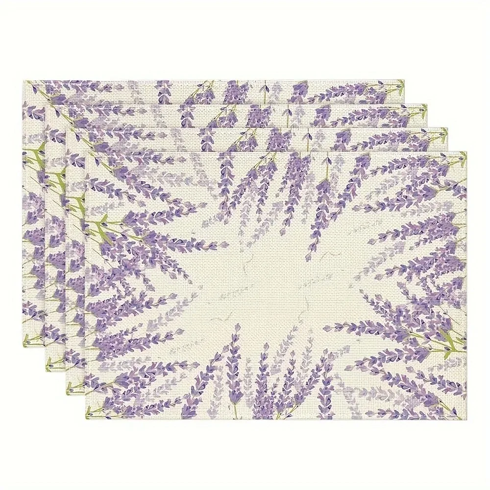 

Spring and Summer Flowers Placemats Print Linen Tableware Mat Kitchen Wooden Dinning Table Place Bowl Coffee Cup Pad Decoration