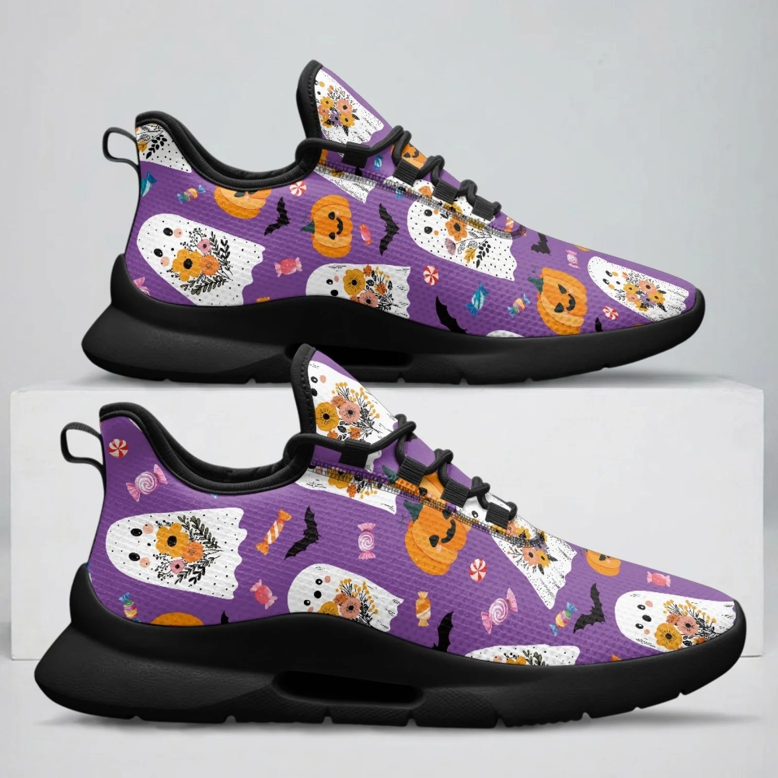 PENSTROLL Ghost Pumpkin Lightweight Mens Sneakers for Students Business Mesh & EVA Lace Up Shoes Boots Walking Shoes