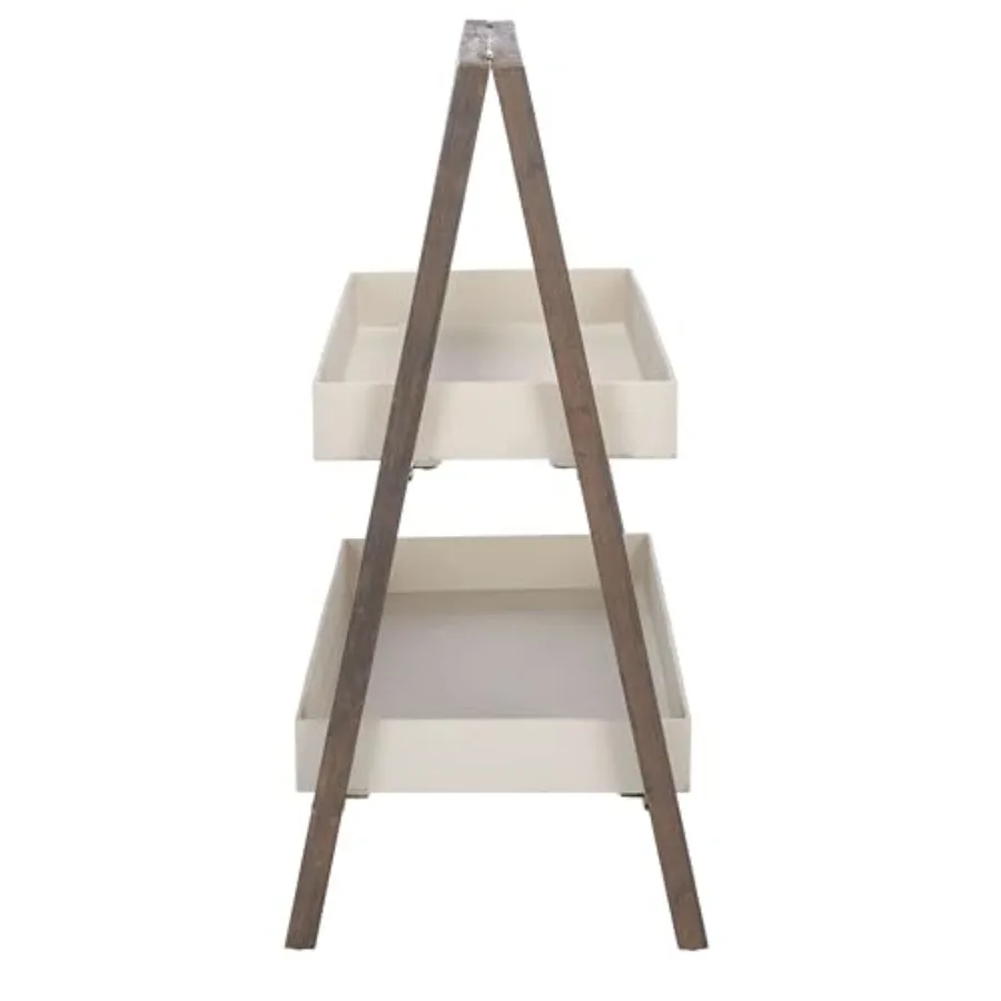 

Outdoor Collection Danser Dark Walnut/Beige 2-Tier Shelf for patio use solid wood construction dark walnut and beige finish wea