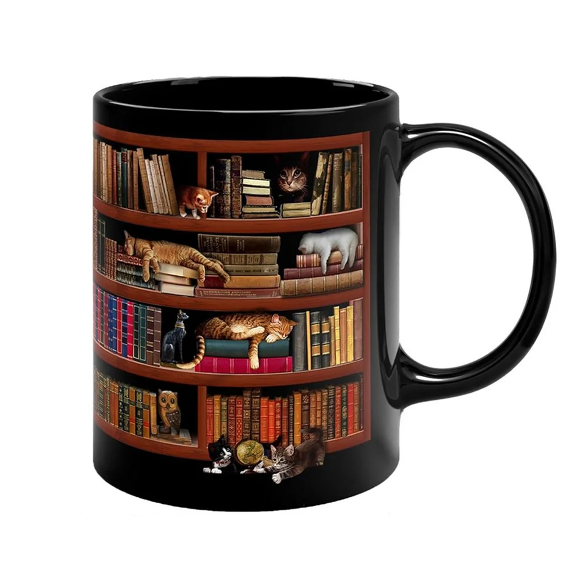 3D Bookshelf Mug Library Bookshelf Cup Bookshelf Cat Design Book Mug Book Club Cup Novelty Coffee Mug Motivational Quote