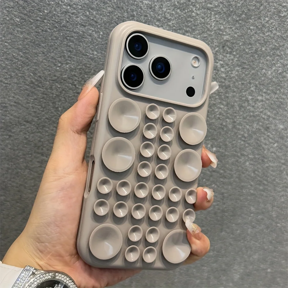 Stoßfeste kreisförmige Saugnapf-Silikon-Handyhülle für iPhone 17, 15, 14, 16, Pro Max, Luftadsorption, starke Multifunktionsabdeckung