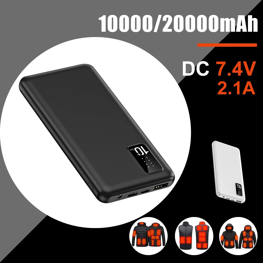 DC7.4V 20000mAh Power Bank Mini Charger Fast Charging External Battery Pack for Heating Vest Jacket Scarf Socks Gloves