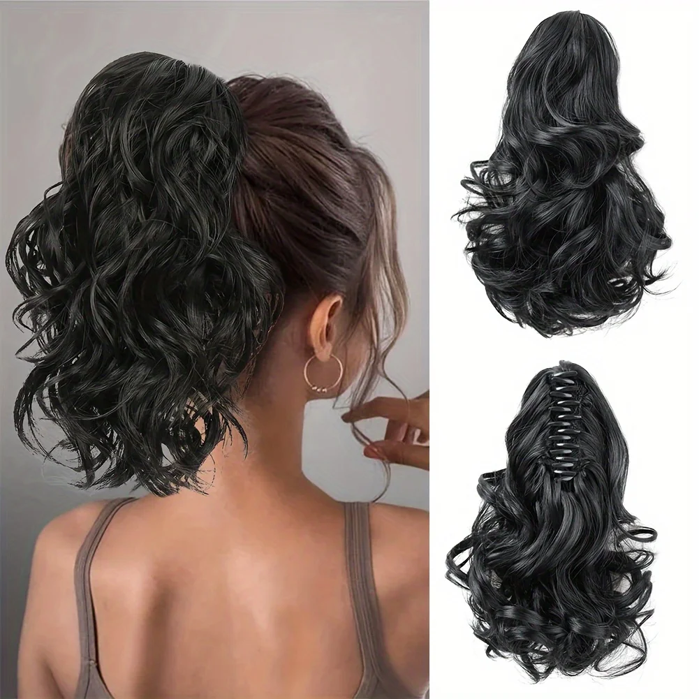 

Synthetic Short Extension Clip Ponytail Curly Wavy Hairpiece Hair Extensions for Women