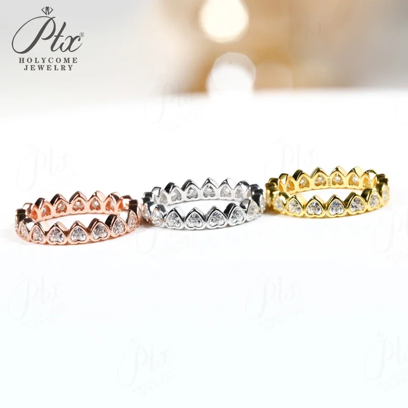 18K Ring Customize Moissanite Diamond D Color VVS1 Clarity Heart Shape 10K 14K S925 Wedding Band ​jewelry for Woman Premium Gift