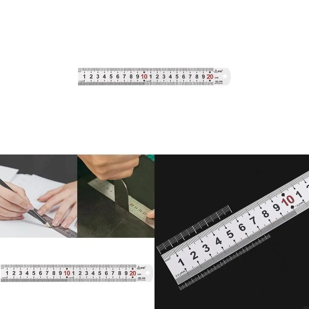 L9BE Metal Straight Ruler Stainless Steel Ruler with Double Scale Measuring Tool