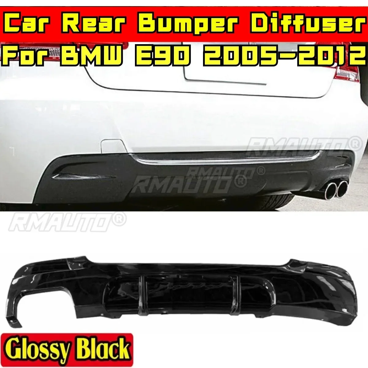 

E90 Rear Bumper Diffuser Glossy Black MP Style Rear Bumper Splitter Spoiler Body Kit For BMW E90 2005-2012 Car Accessories