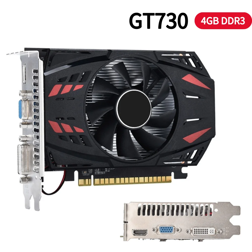 

GT730 Desktop PC Graphics Cards PCI-E2.016X DDR3 4GB Computer Graphics Cards 128 Bit Gaming Graphics Card with Cooling Fan