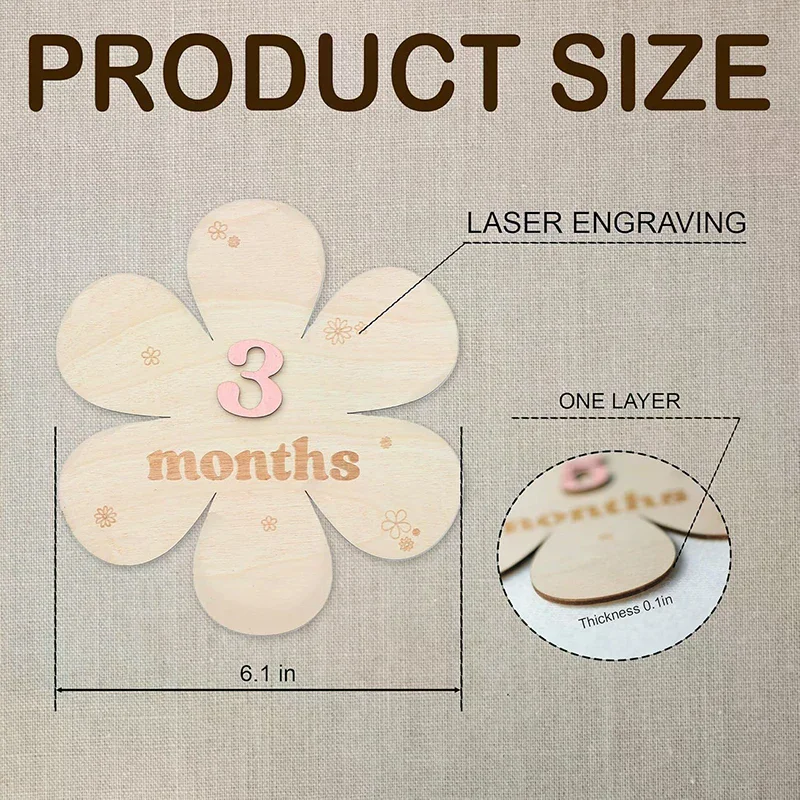 Newborn Flower Photography Accessories Newborn Photography Props Baby Accessories Milestone Wooden Sticker Shooting Props Gifts