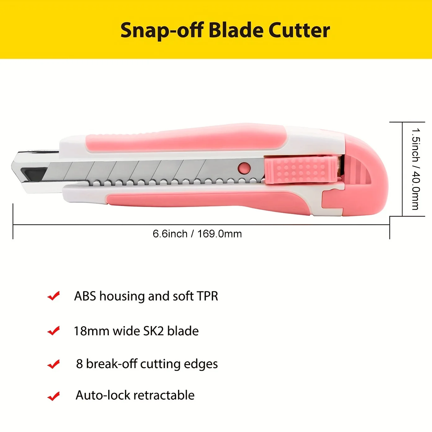 1 pack Box Cutter Utility Knife Retractable Snap Off Blades Hobby Knife for Cutting Cardboard Boxes Leather