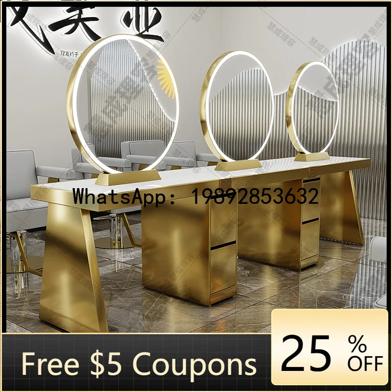 H24  Barber Shop Mirror Table Salon Single/Double-Sided Cabinet Integrated Mirror Hair Salon Special Haircut Perm Dye Mirror