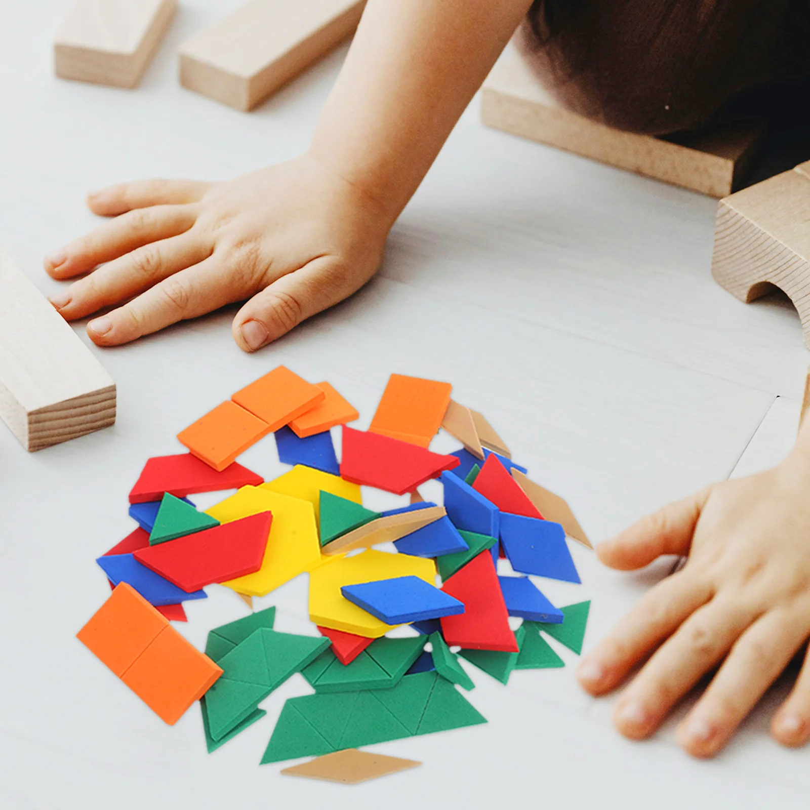 64 шт., красочные блоки из пенопласта Eva геометрической формы для классов, дошкольников, дома, школы, обучения математике, манипуляции, оптом