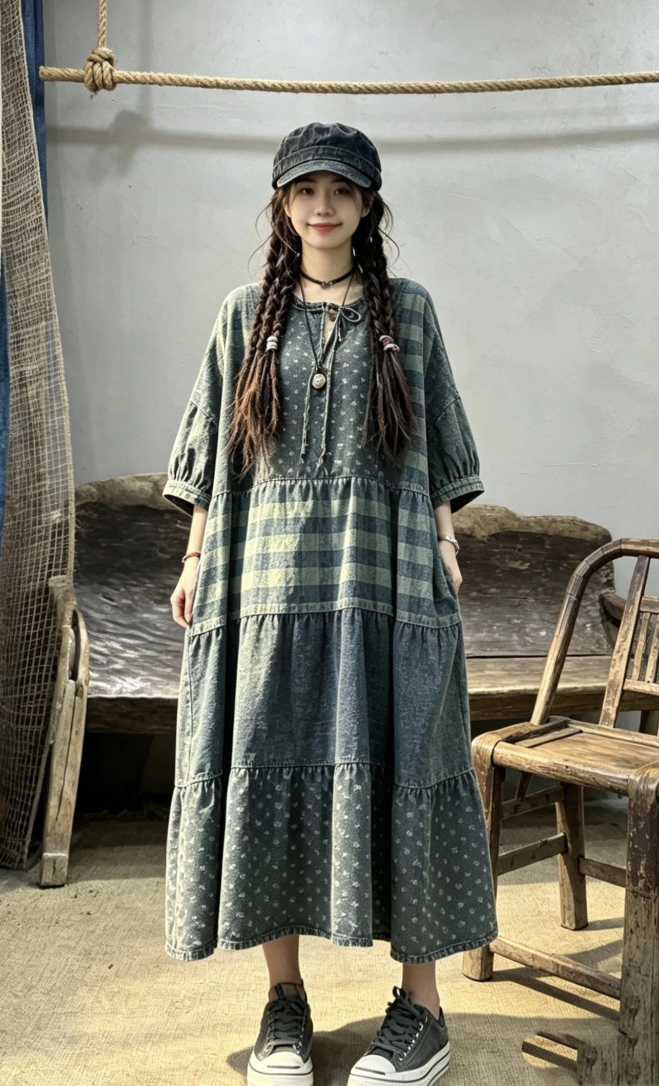 Vestido Vaquero Retro con Parc - Embroidery Abaya reseña y precio