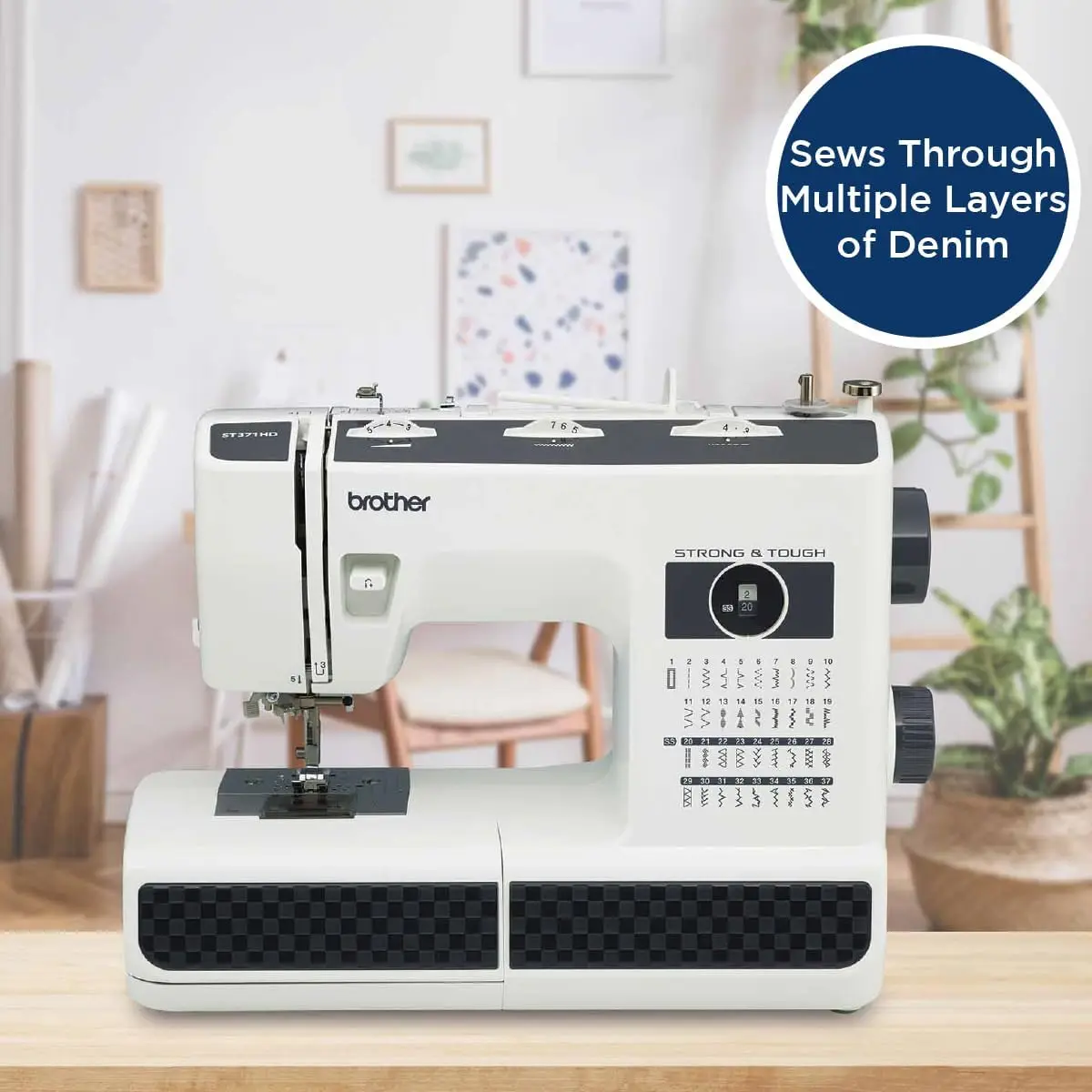 Sewing Machine, ST371HD, 37 Built-in Stitches, 6 Included Sewing Feet, Free Arm Option