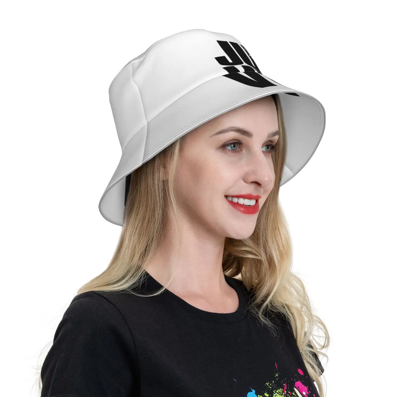 Letters With Club Logo Embedded Bucket Hat Fashion Soft Personalized Pattern Gift Cap Letters Logo Black White Torino Turin