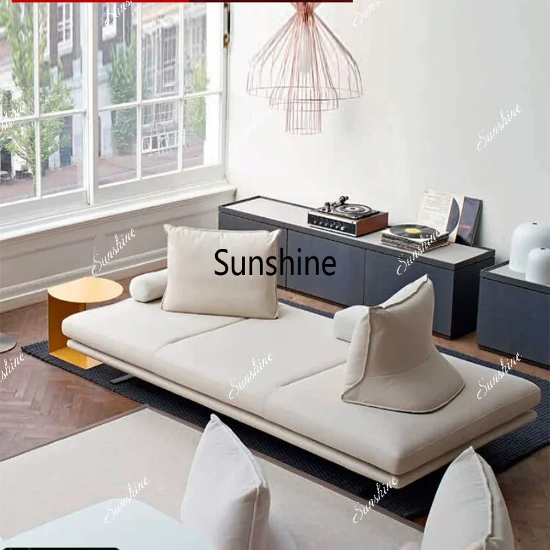 Living room, straight row small apartment cream style, double-sided fabric sofa