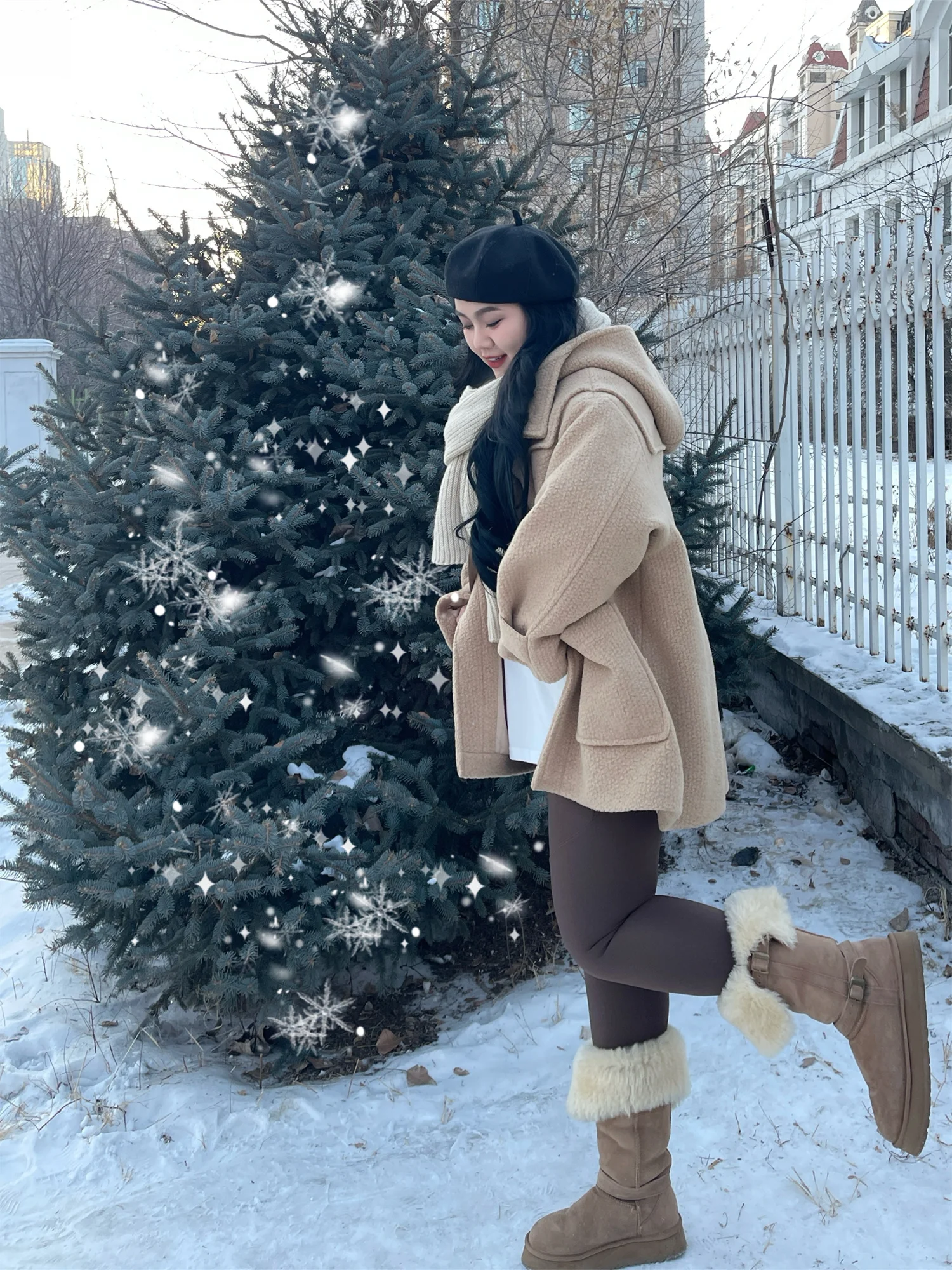 

Thick Warm Khaki Button Design plus Size Women's Woolen Coat Casual Commute Style Loose Fit Winter Outerwear Jacket Coat