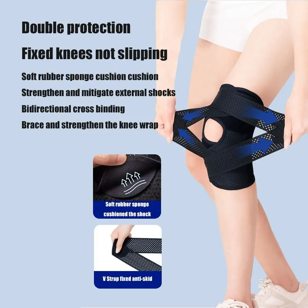 Fitness Running Booster Pressure Climbing Supporting Knee Sports Knee Guard Strap Knee Pads Knee Brace Suitable For Basketball