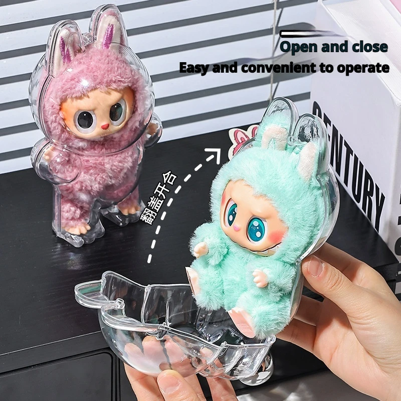 Thick And Drop Resistant Labubu Transparent Protective Case, First And Second Generation Dust-Proof Storage Protective Covers