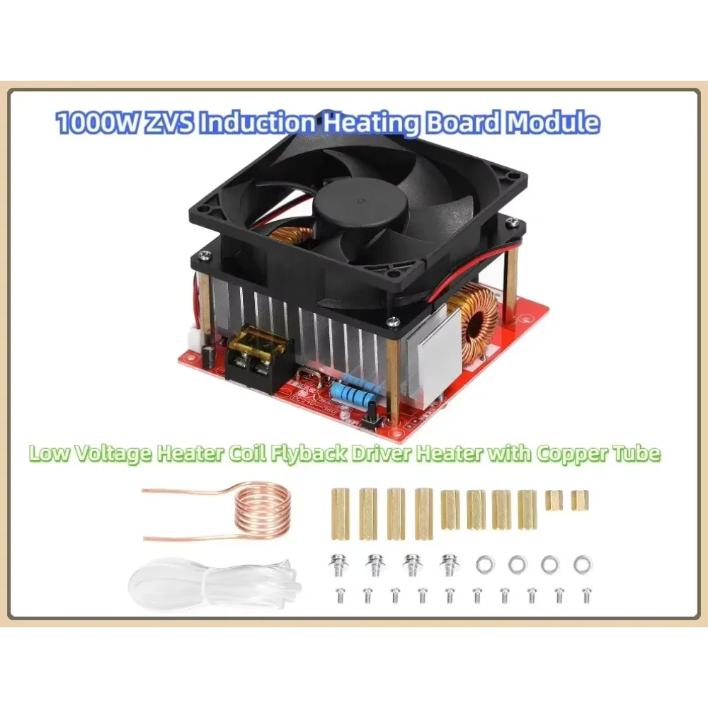 1000W ZVS Induction Heating Board Module Low Voltage Heater Coil Flyback Driver Heater with Copper Tube for DIY Parts Hardening