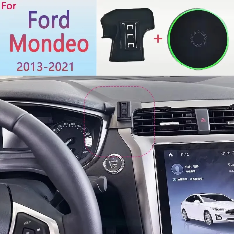 

Magnetic Phone Holder Car For Ford Mondeo 2013 2014 2015 2016 2017 2018 2019-2021 15W Wireless Charging Phone Stand MagSafe Base