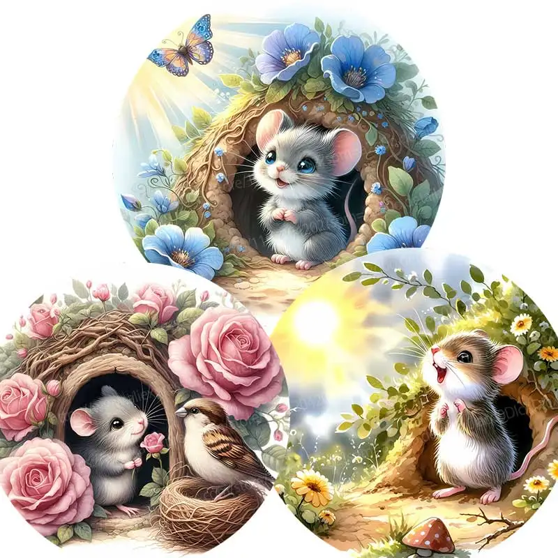 Creative Cute round Mouse Hole Animal Decoration Stickers for Wall Luggage Car Notebook Doors And Windows AA242