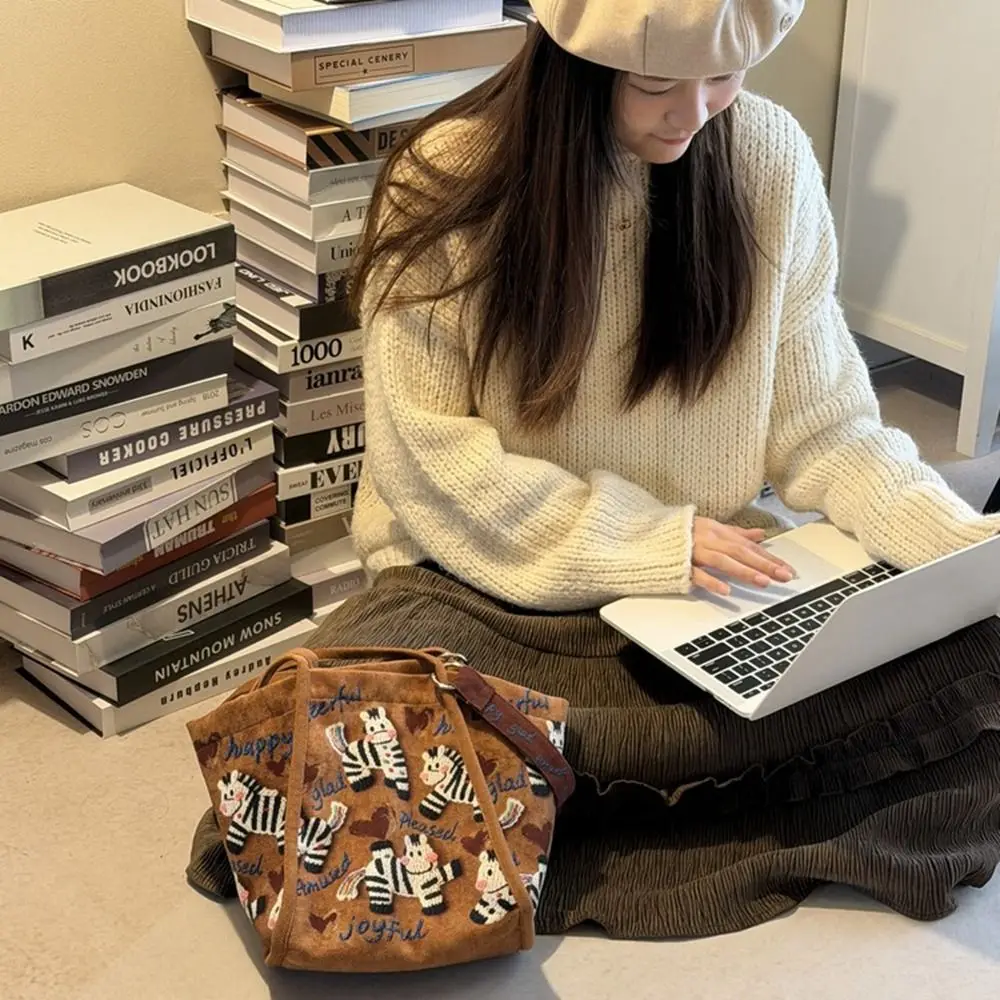 

Shopping Bag Casual Horse Tote Bag Korean Style Pony Printed Shoulder Bag Cute Large Capacity New Year Handag Vacation