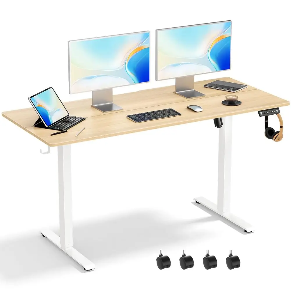 Mesa Elétrica Ajustável de 24 Polegadas, Mesa de Trabalho em Pé/Sentado, Mesa Ergonômica para Home Office, Estação de Trabalho para Computador (Conjunto de 2)
