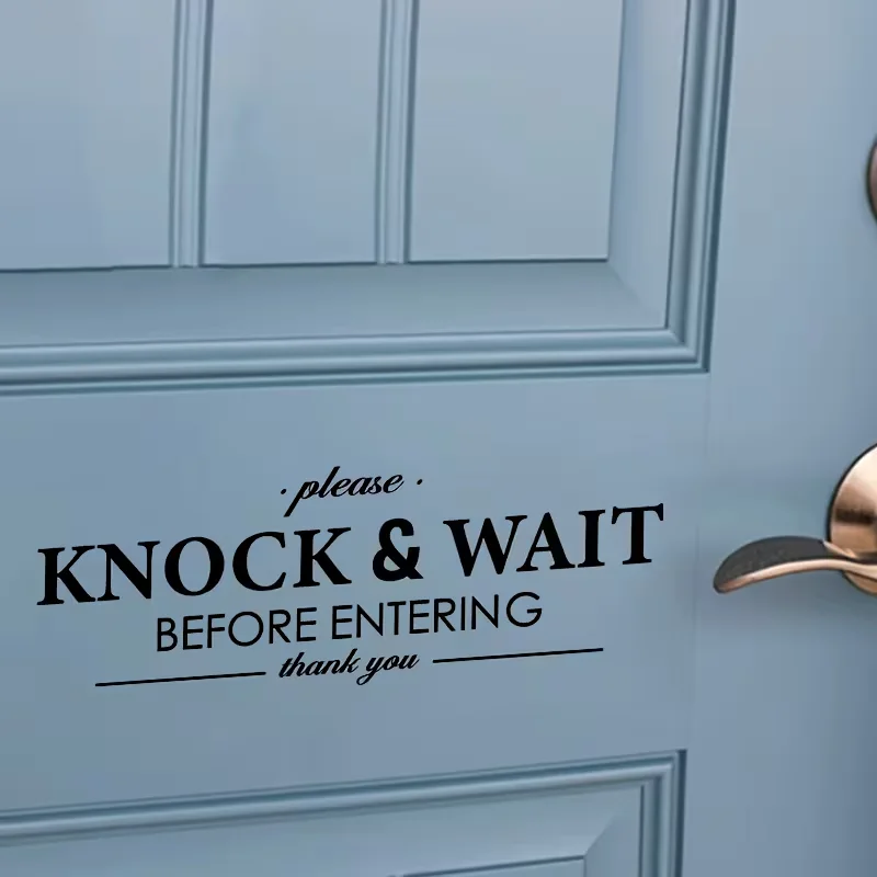 1pc No Power Required - "Knock & Wait" Vinyl Door Sticker - Polite Entry Reminder - Ideal for Doors & Glass Surfaces