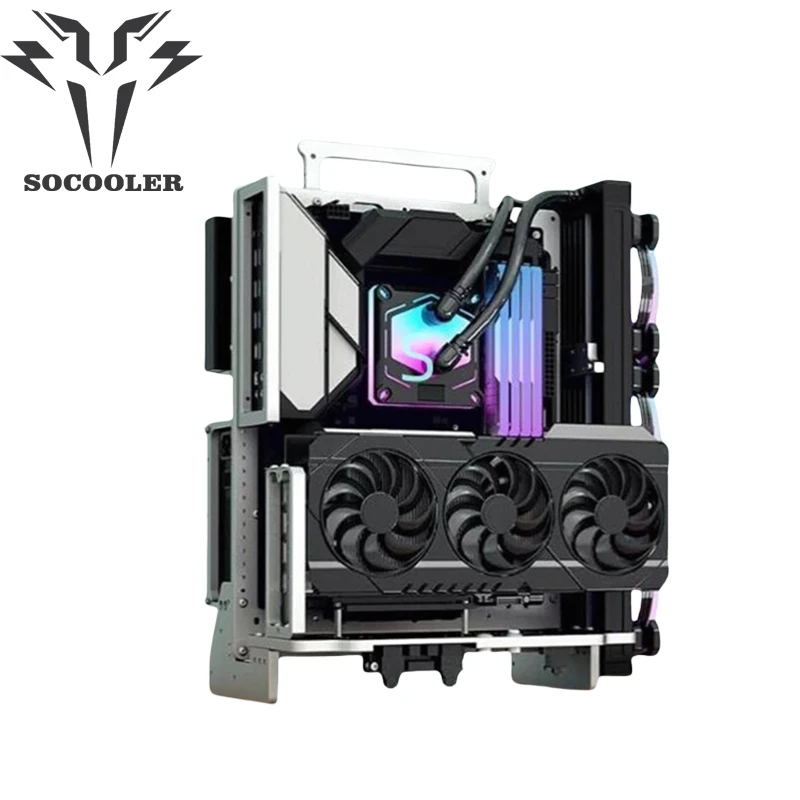 Socooler Computer Cases Itx Pc Case Open Frame Aviation Aluminum  Metal  Simple Desktop Case Gaming Stand Support 4090