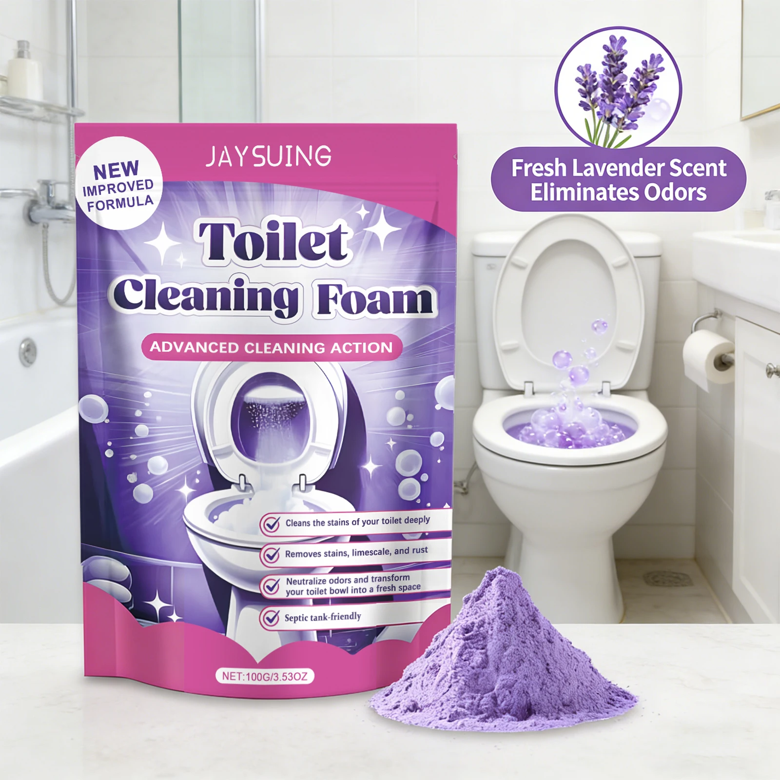 Toilet Cleaning Powder Powerful Cleaning Easy to Remove Stain Eliminate Odor Fresh Fragrance Household Toilet Descaling Powder