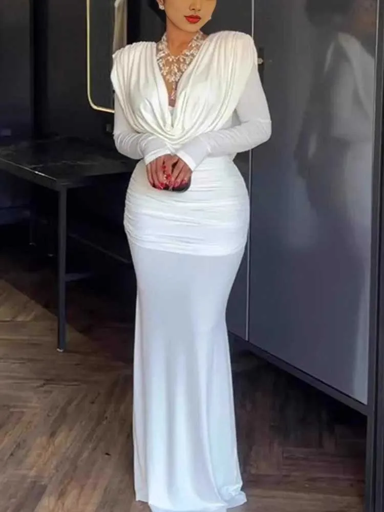 

Evening Dresses Woman for Guest Party Long Sleeve Dresses Maxi Ladiess Draped Waist Classy Chic and Elegant Dress Waist Slimming