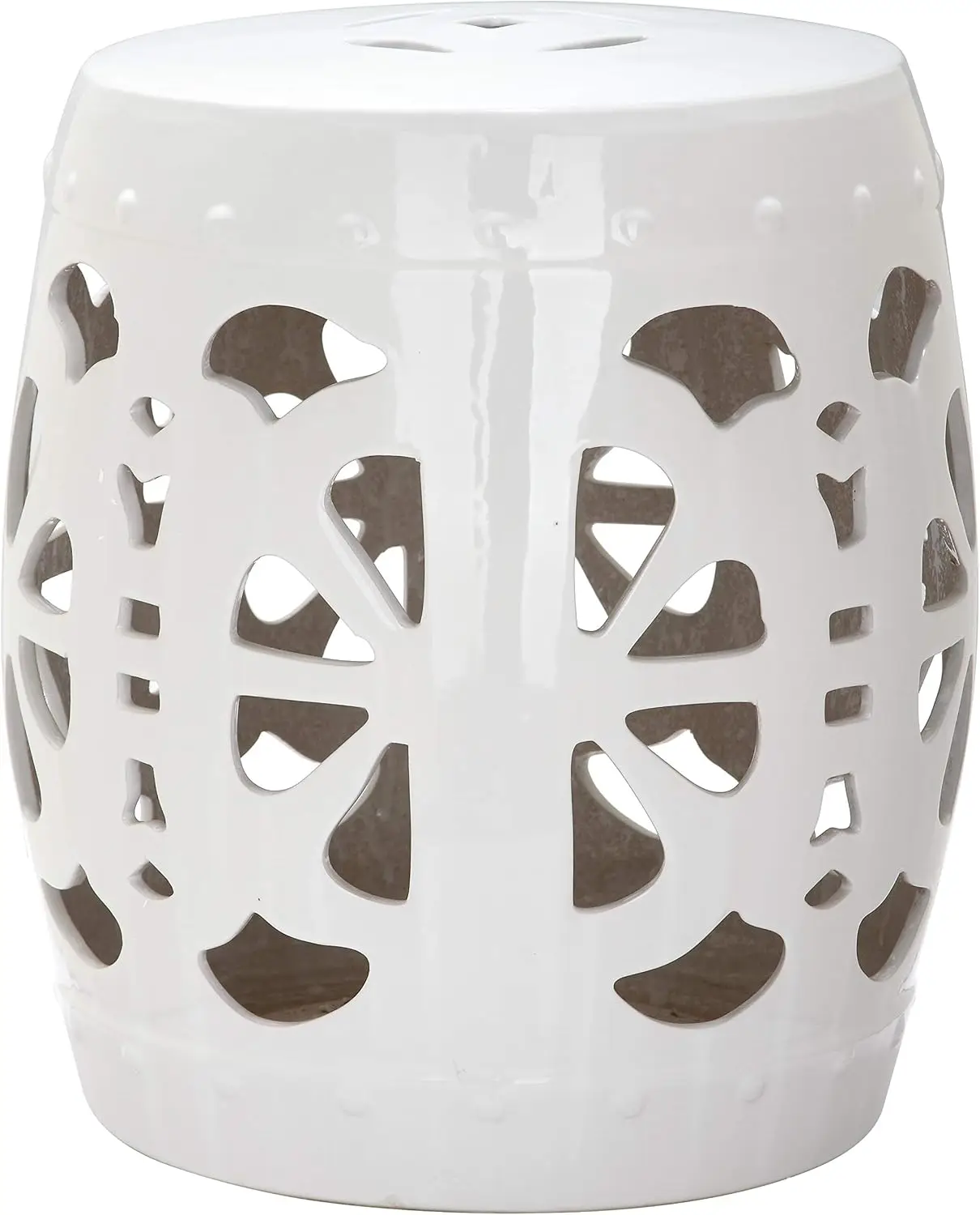 

Antique White Ceramic Garden Stool with Blossom Pattern, Elegant Home Decor for Patio or Indoor Use