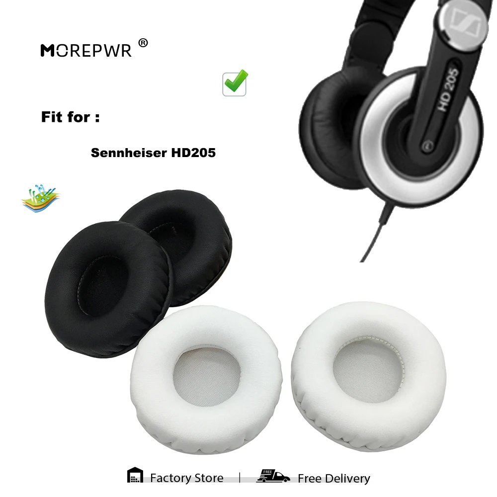 Morepwr New Upgrade Replacement Ear Pads for Sennheiser HD205 Headset Parts Leather Cushion Velvet Earmuff Sleeve Cover