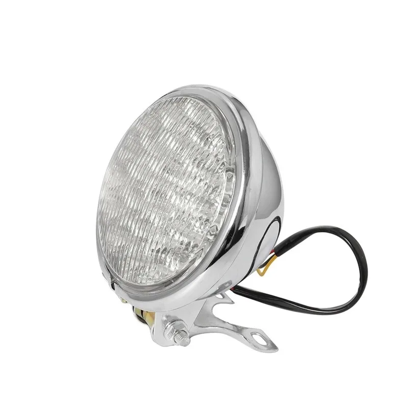 

For Honda Touring Chopper Custom Motorcycle HeadlightRetro 5" Motorcycle Headlight Amber Front Lamp Phare Moto Rond Noir