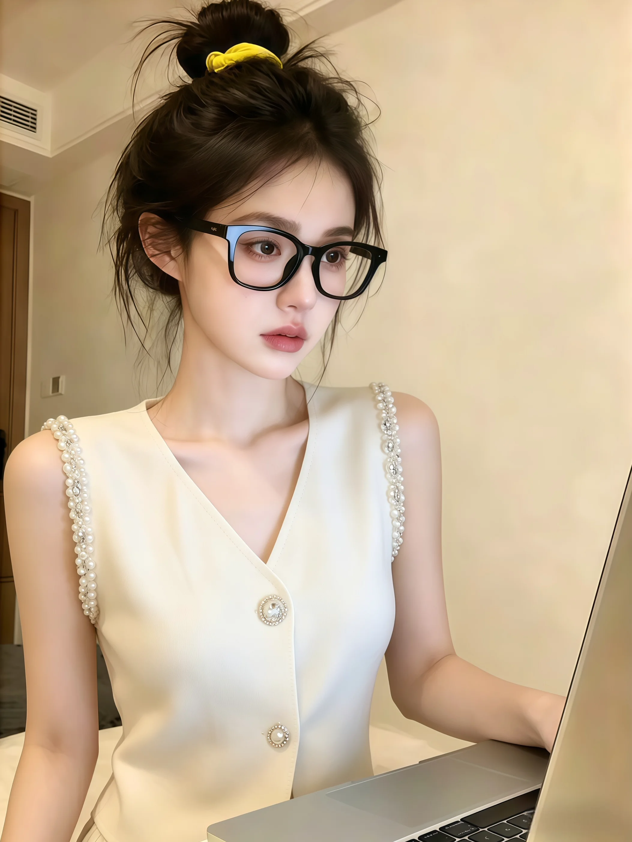 

Elegant Knitted Heavy Bead Vest Cardigan Women's Summer New Style Beautiful Self-Keeping Model Korean Version Straight Cut