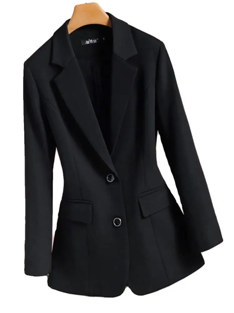 

Fall Women's Bla Slim Fit Suit Jaet Luxury Faionable Meat Concealing Single Button Long Sve Workwear Cleanfit Sle