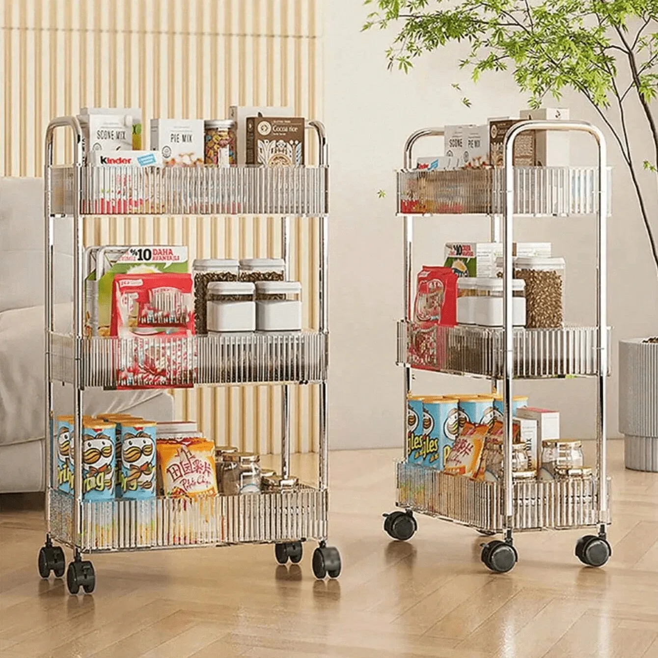

1pc Multi-Layer Storage Rack, Acrylic Removable Floor-Standing Cart Snack Storage Shelf,For Kitchen/Bathroom/Living Room/Bedroom