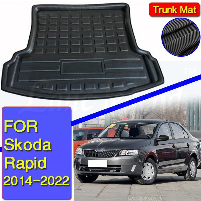 Car Rear Boot Liner Trunk Cargo Mat Tray Floor Carpet Mud Pad Protector Waterproof Pad For Skoda Rapid 2014 2015 2016 2017-2022