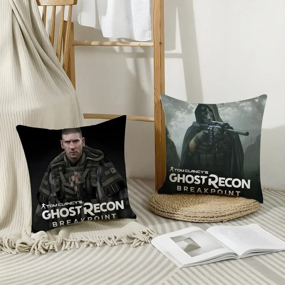 Popular Game G-Ghost Recon BreakpointS Cushion Cover Short Plush Breathable Pillowcase Odorless Invisible Zipper Washable