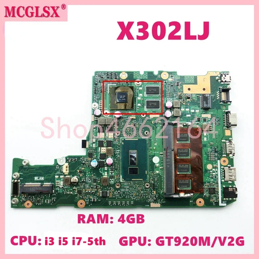 X302LA  With i3 i5 i7-4th/5th Gen CPU 4GB-RAM UMA/PM Mainboard For ASUS F302LJ X302LJ X302LA P302LA P302LJ Laptop Motherboard