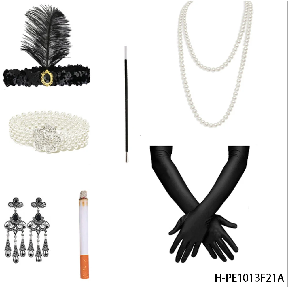 

PESENAR Six-piece Set Women's Accessories From the 1920s Great for Role-play and Cosplay
