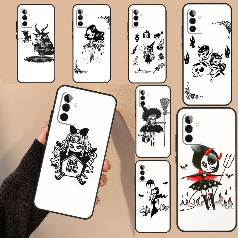 Nightmare Sassy Girl Monster Witch Case For Samsung Galaxy A14 A24 A34 A54 A52 A32 A22 A12 A51 A71 A73 A53 A33 A23 A13 Coque