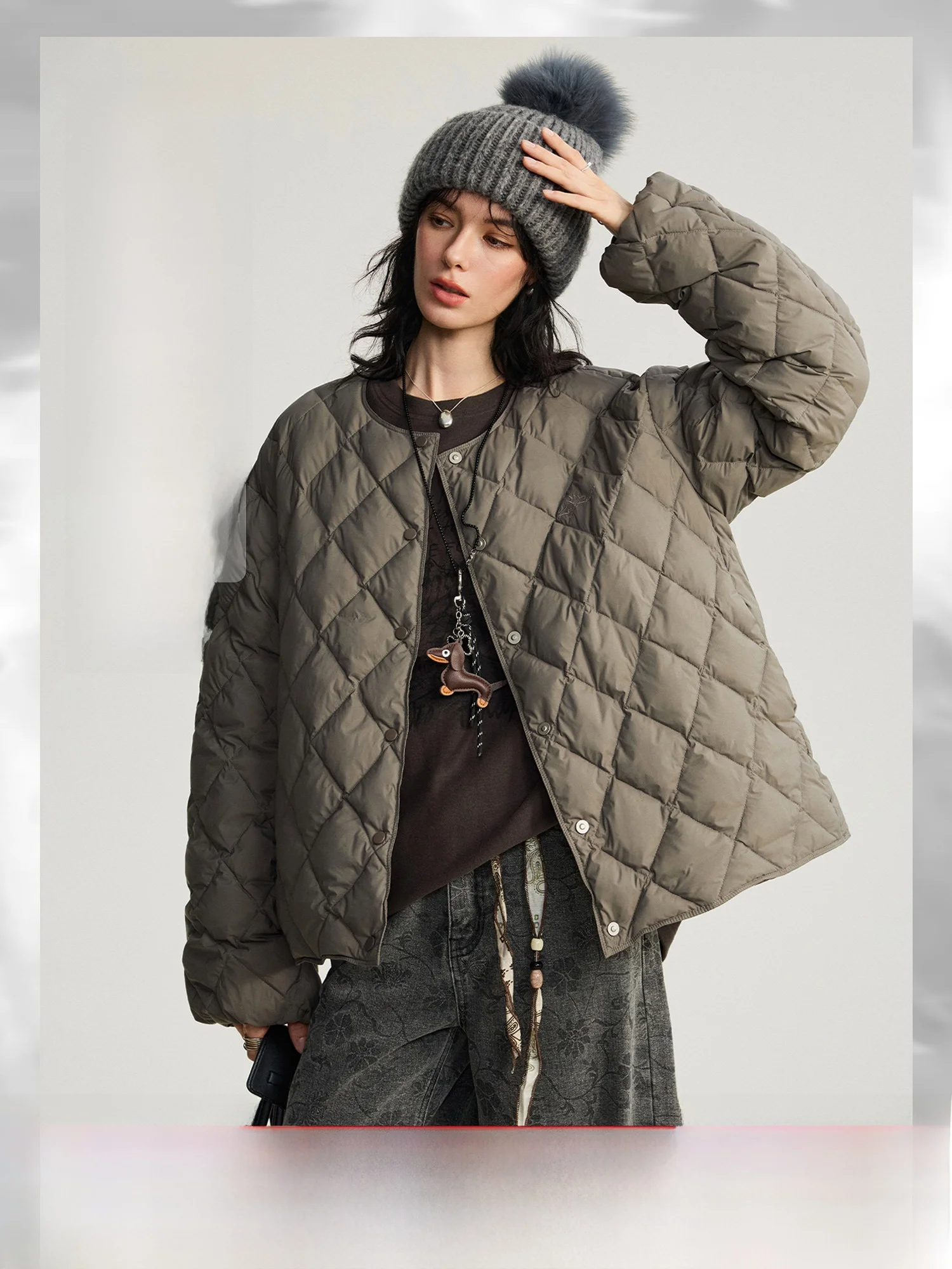 

Женская куртка NAGUAGU с мягким наполнителем из пены и гусиного пуха, очень пушистая, 90% белый гусиный пух, матовый ромбовидный узор, теплая верхняя одежда